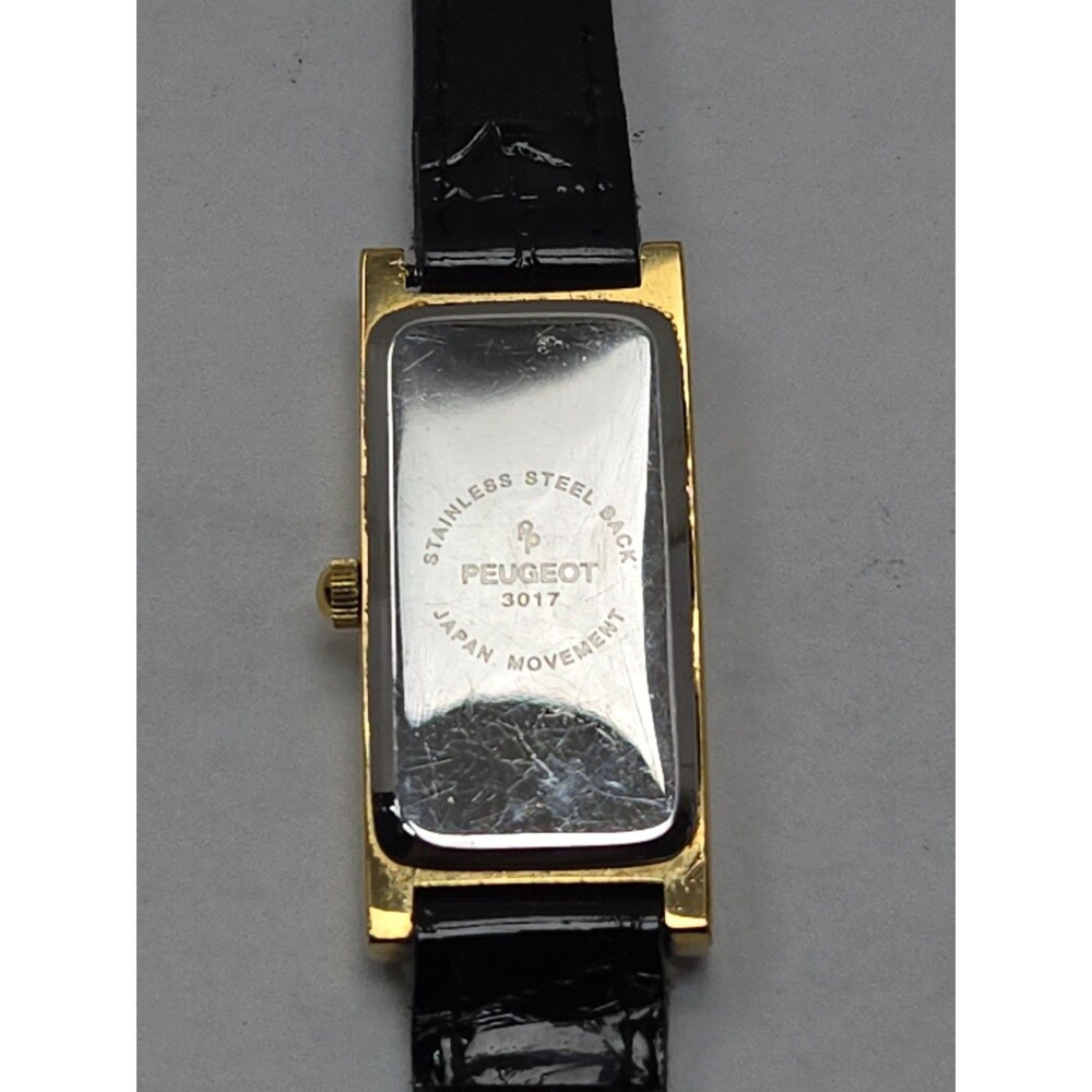 Peugeot Womens 14K Gold Plated Mother Of Pearl Slim Tank Dress Watch New Battery - Picture 12 of 12